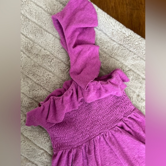 Y2K Juicy Couture Dress TerryCloth Violet Ruffle Trim 1 Shoulder Smocked Bust XS - Picture 3 of 6